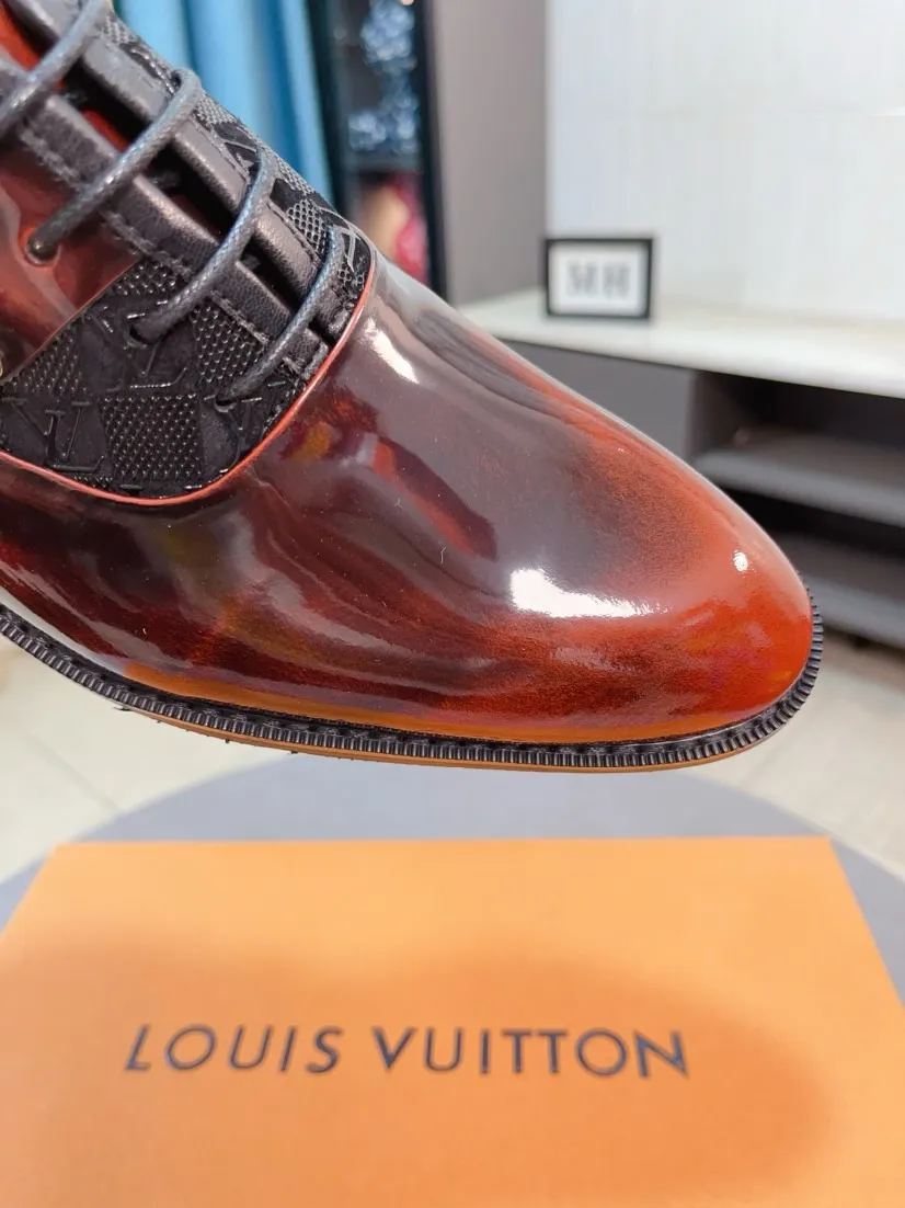 Men's men's shoes 💰520🌸🌸【LV Louis Vuitton】~ New product 🆕High-end original men's 🚹Business casual leather shoes, made of original cowhide open-edge bead fabric➕comfortable and soft cowhide lining➕cowhide insole, original LOGO rubber non-slip outsole. Code number: 38-44